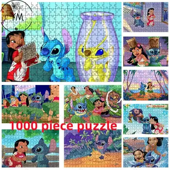 Пазлы из 1000 предметов Disney Lilo & Stitch Развивающие игрушки HD Бумажные Пазлы с принтом Детские Игры для взрослых Коллекция картинок Хобби