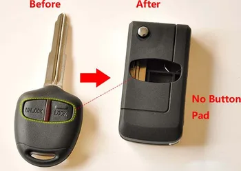 Модифицированный чехол для ключей с 2 кнопками для Mitsubishi Jin Hyun Jin Chang Grandis Outlander Заготовки для автомобильных ключей с правым лезвием