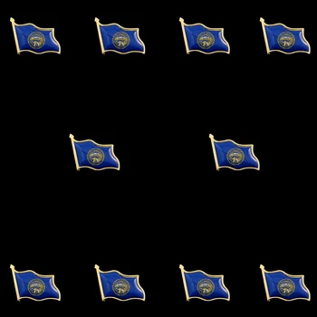 10ШТ Булавка с Отворотом Американского флага Небраски, Развевающаяся Патриотическая Эмблема США, Цветная Эмаль, Брошь, значок