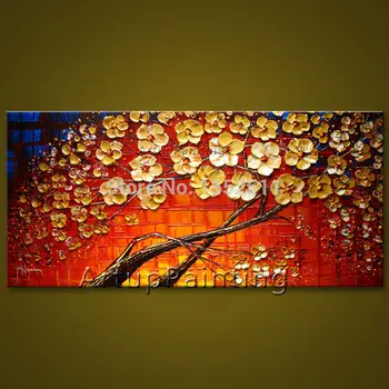 Цветок ручная роспись стены мастихином дикий цветок абстрактная картина маслом холст современная комната украшает гостиную 08